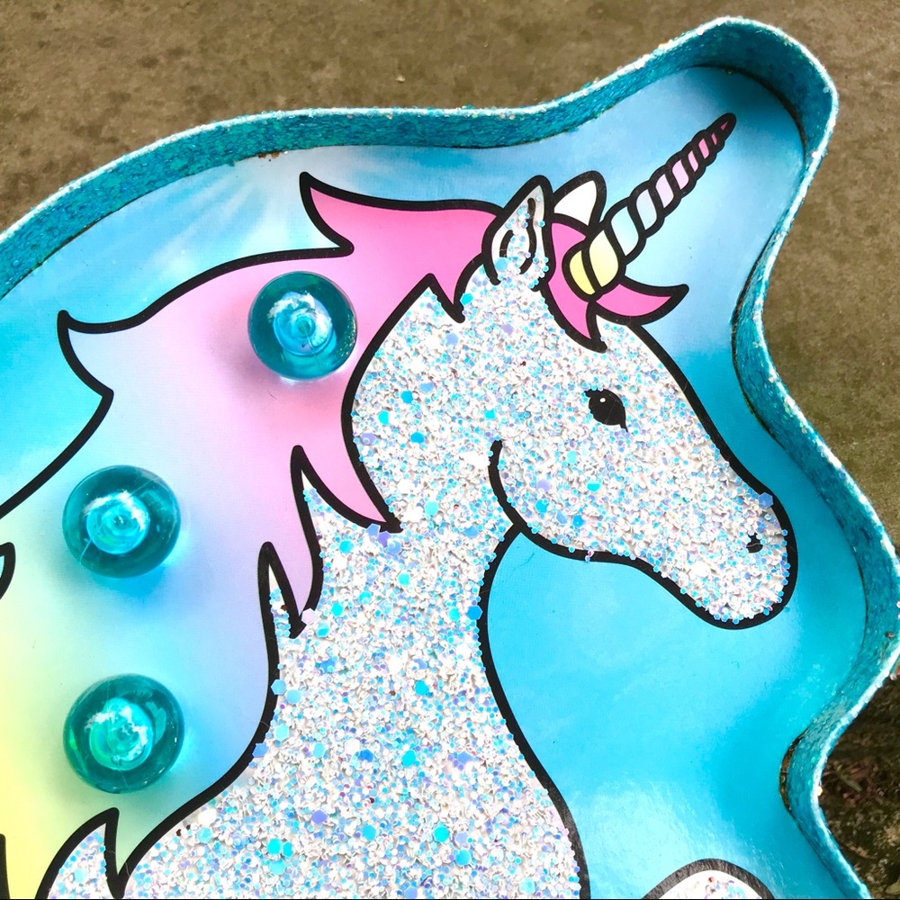Unicorn Marquee LED Light Blue White Pink Glitter Hanging Wall Art by Justice - Picture 3 of 16